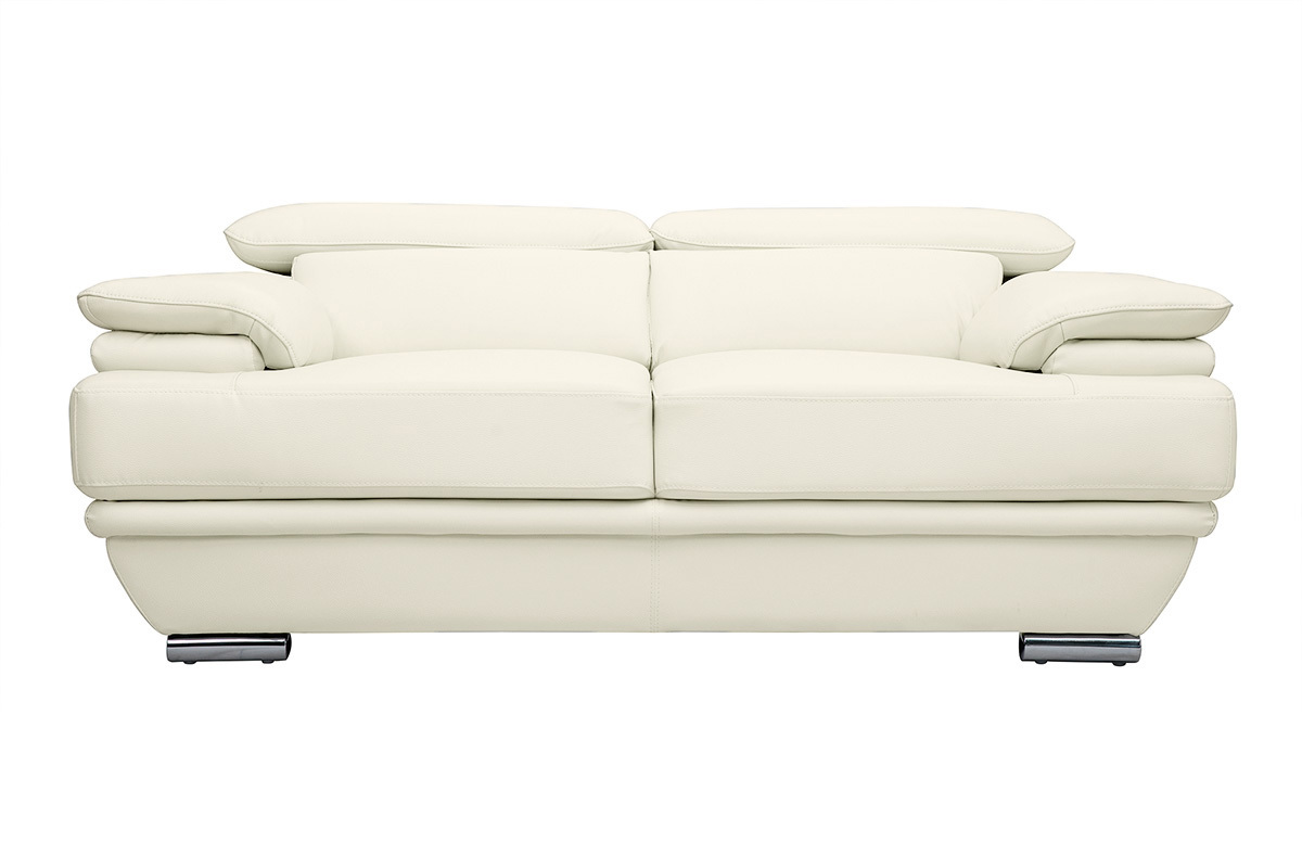 Divano bianco in pelle design 2 posti con poggiatesta reclinabile EWING