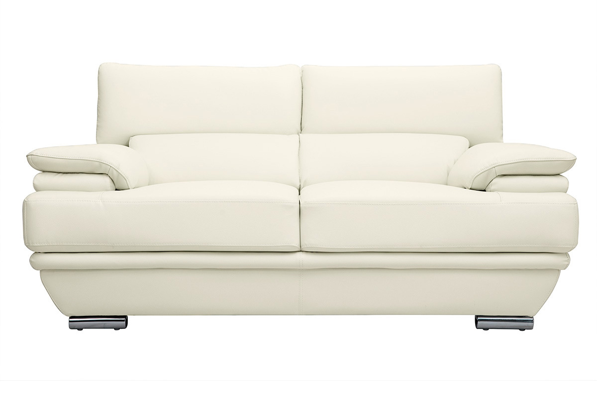 Divano bianco in pelle design 2 posti con poggiatesta reclinabile EWING