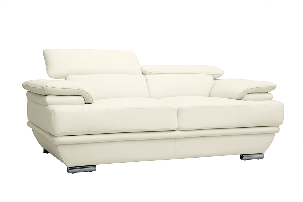 Divano bianco in pelle design 2 posti con poggiatesta reclinabile EWING