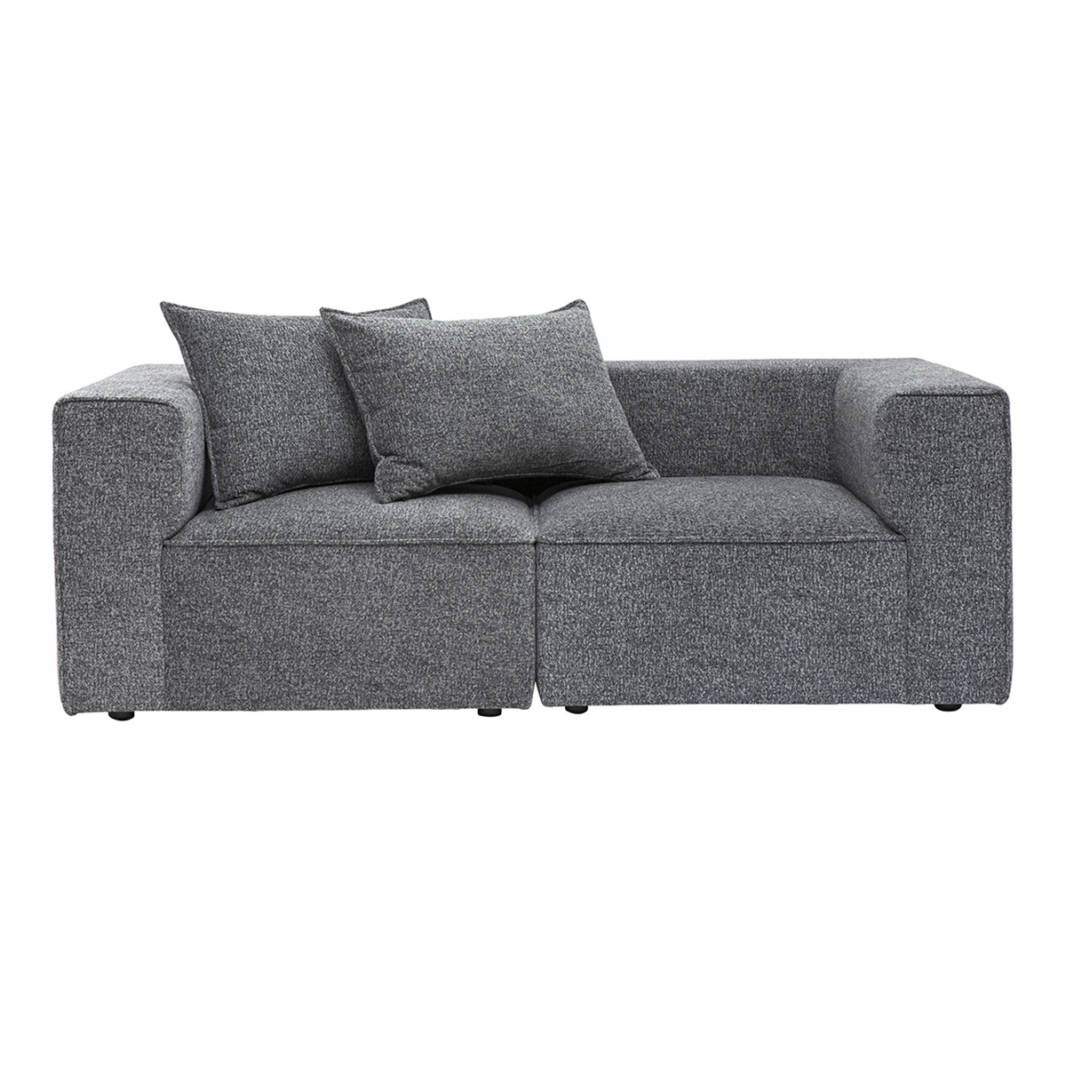 Divano componibile a 2 posti in tessuto grigio scuro melange KERRY