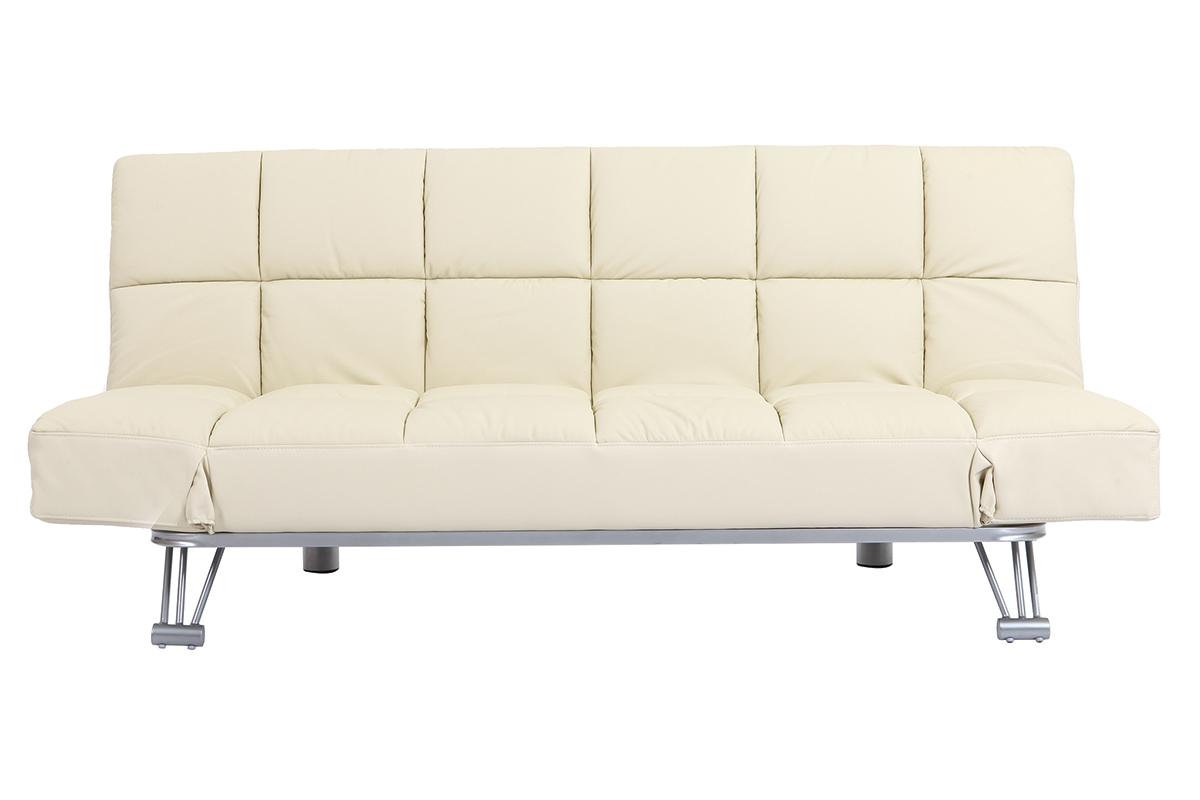 Divano convertibile 3 posti MANHATTAN beige - pelle