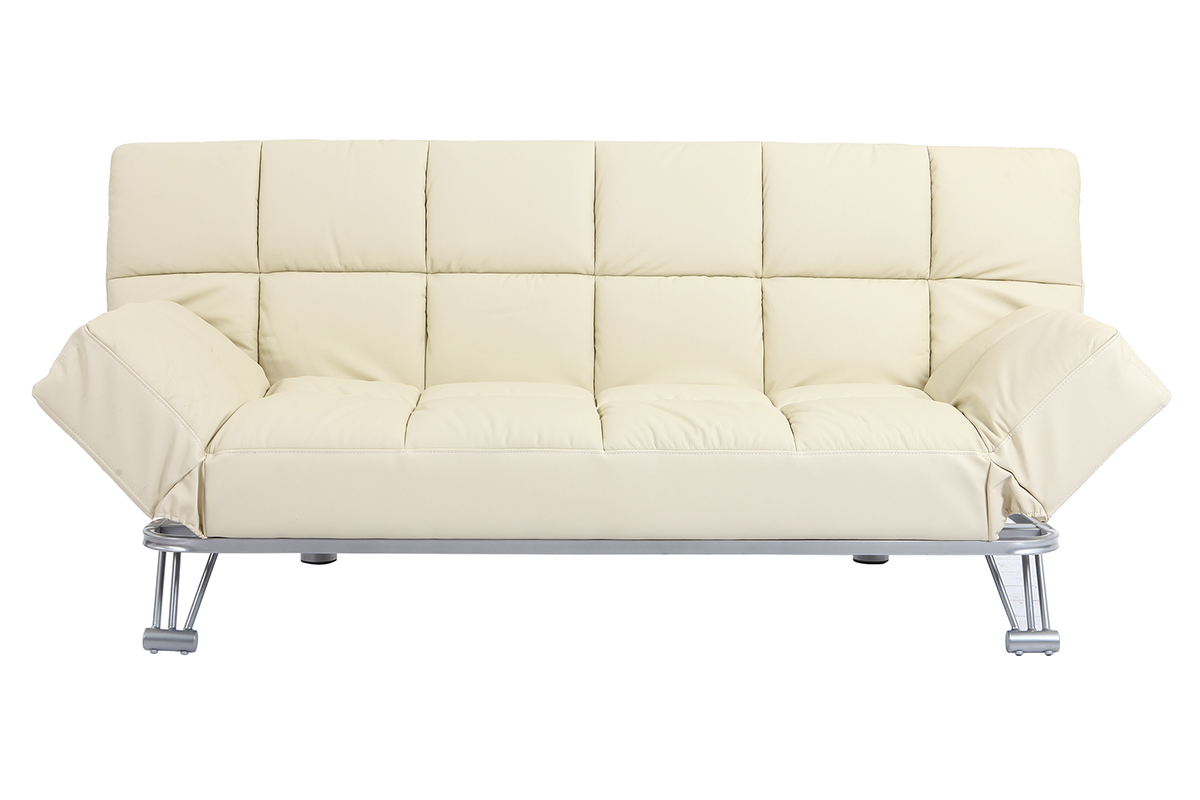 Divano convertibile 3 posti MANHATTAN beige - pelle