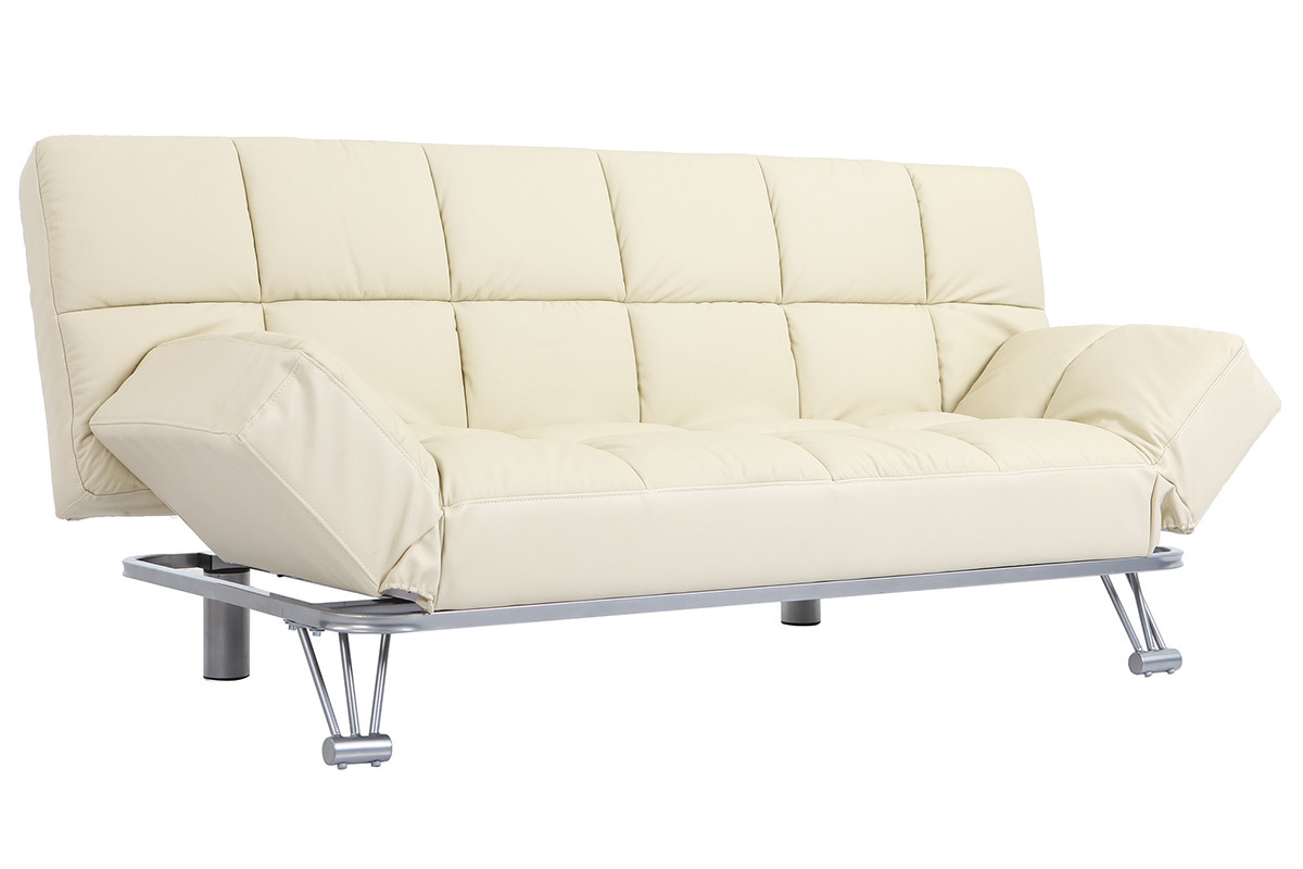 Divano convertibile 3 posti MANHATTAN beige - pelle