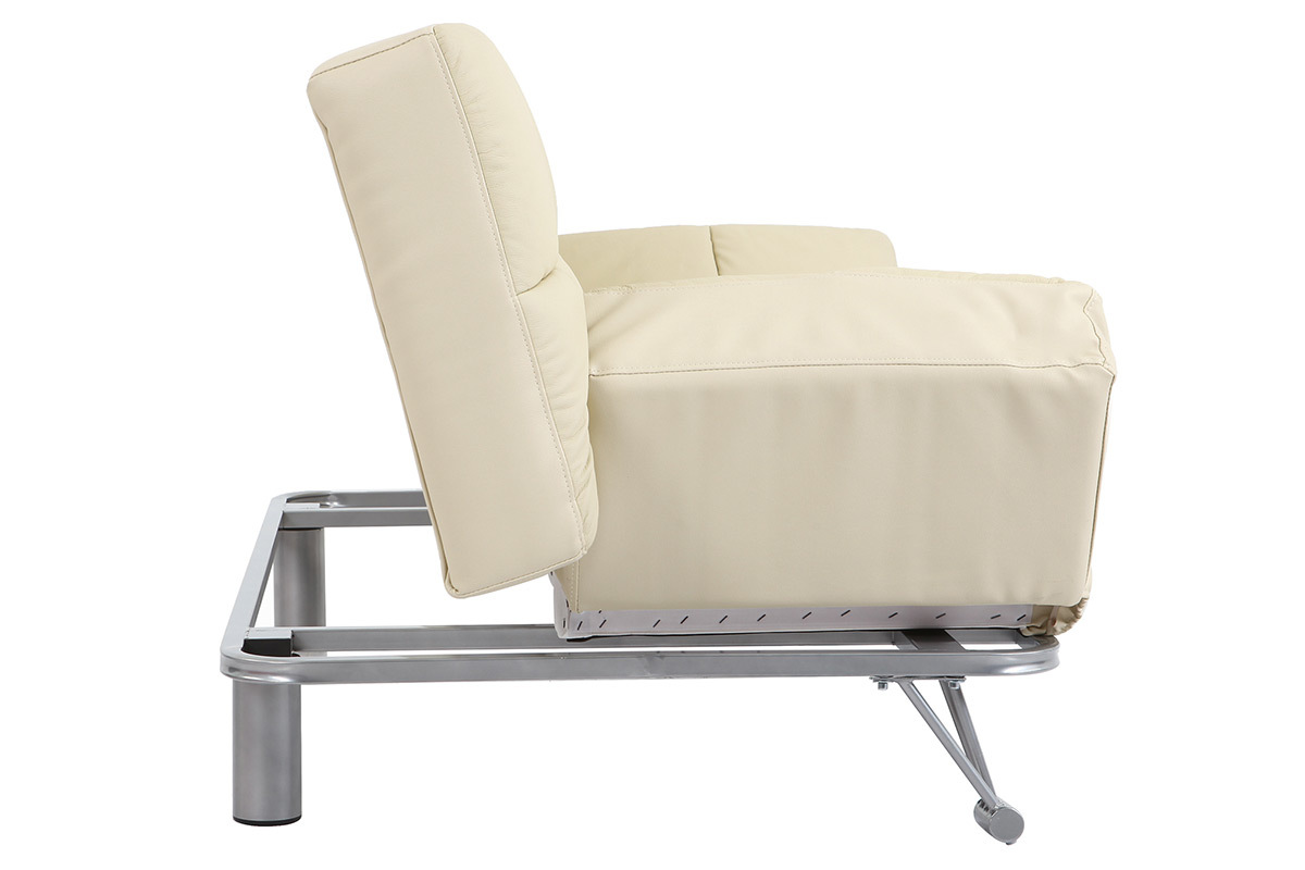 Divano convertibile 3 posti MANHATTAN beige - pelle