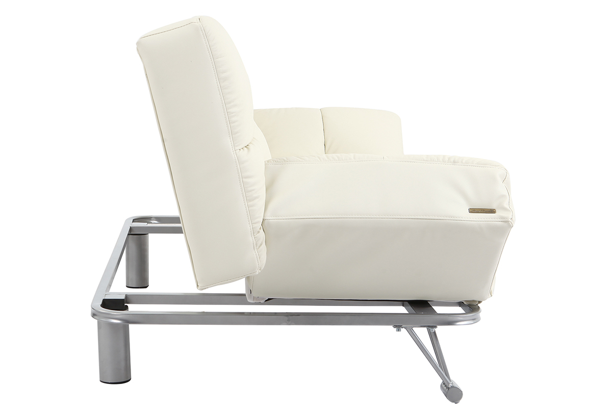 Divano convertibile 3 posti MANHATTAN bianco antico- pelle