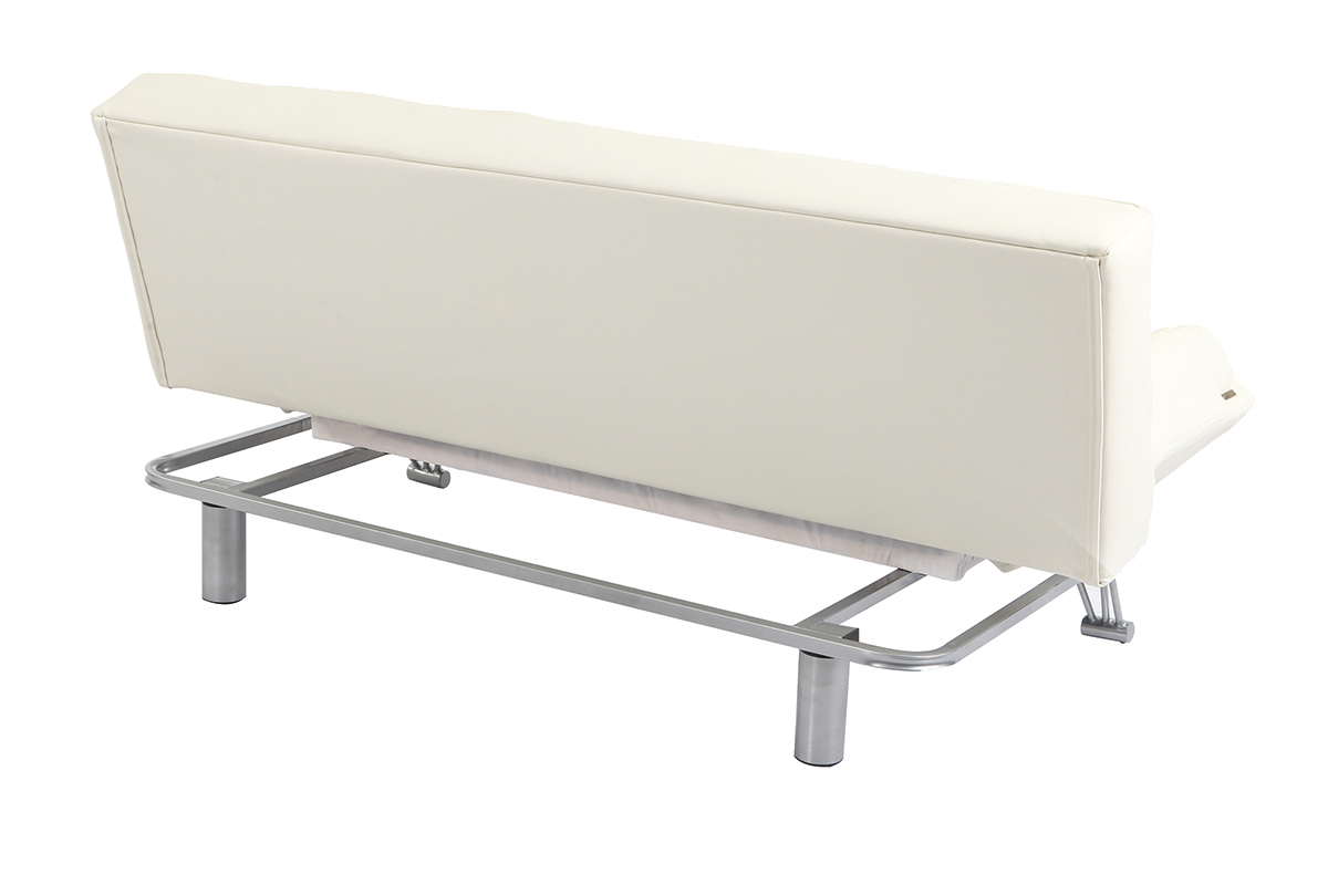 Divano convertibile 3 posti MANHATTAN bianco antico- pelle