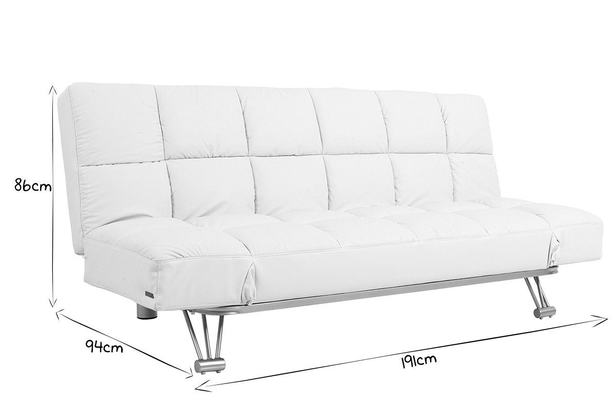 Divano convertibile 3 posti MANHATTAN bianco antico- pelle