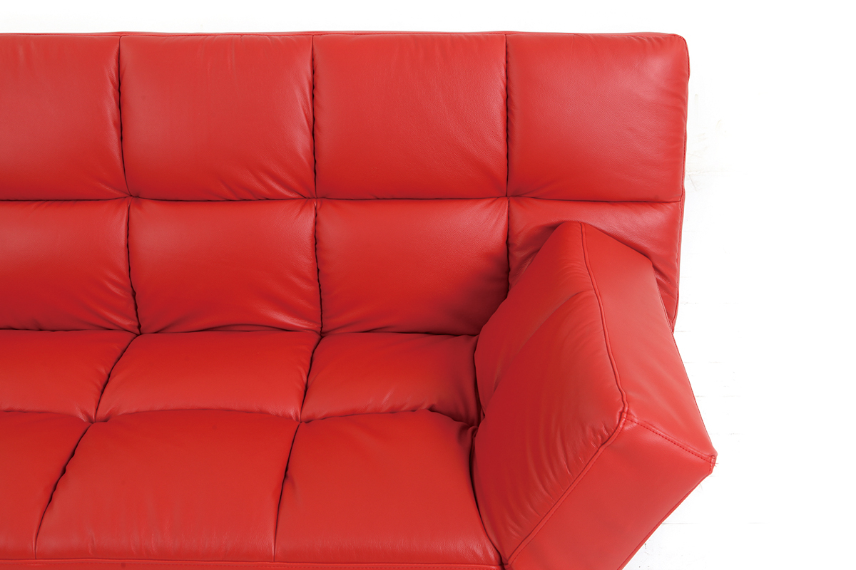 Divano convertibile 3 posti MANHATTAN rosso - pelle