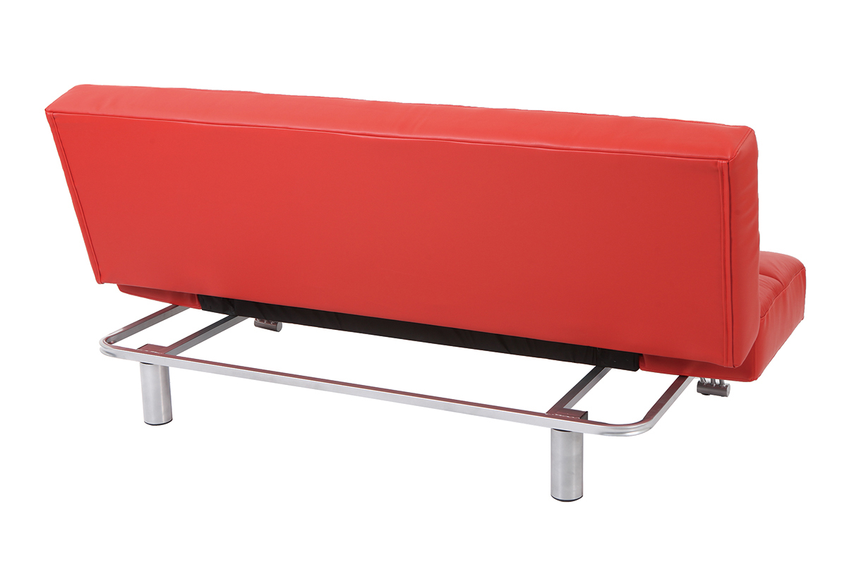 Divano convertibile 3 posti MANHATTAN rosso - pelle