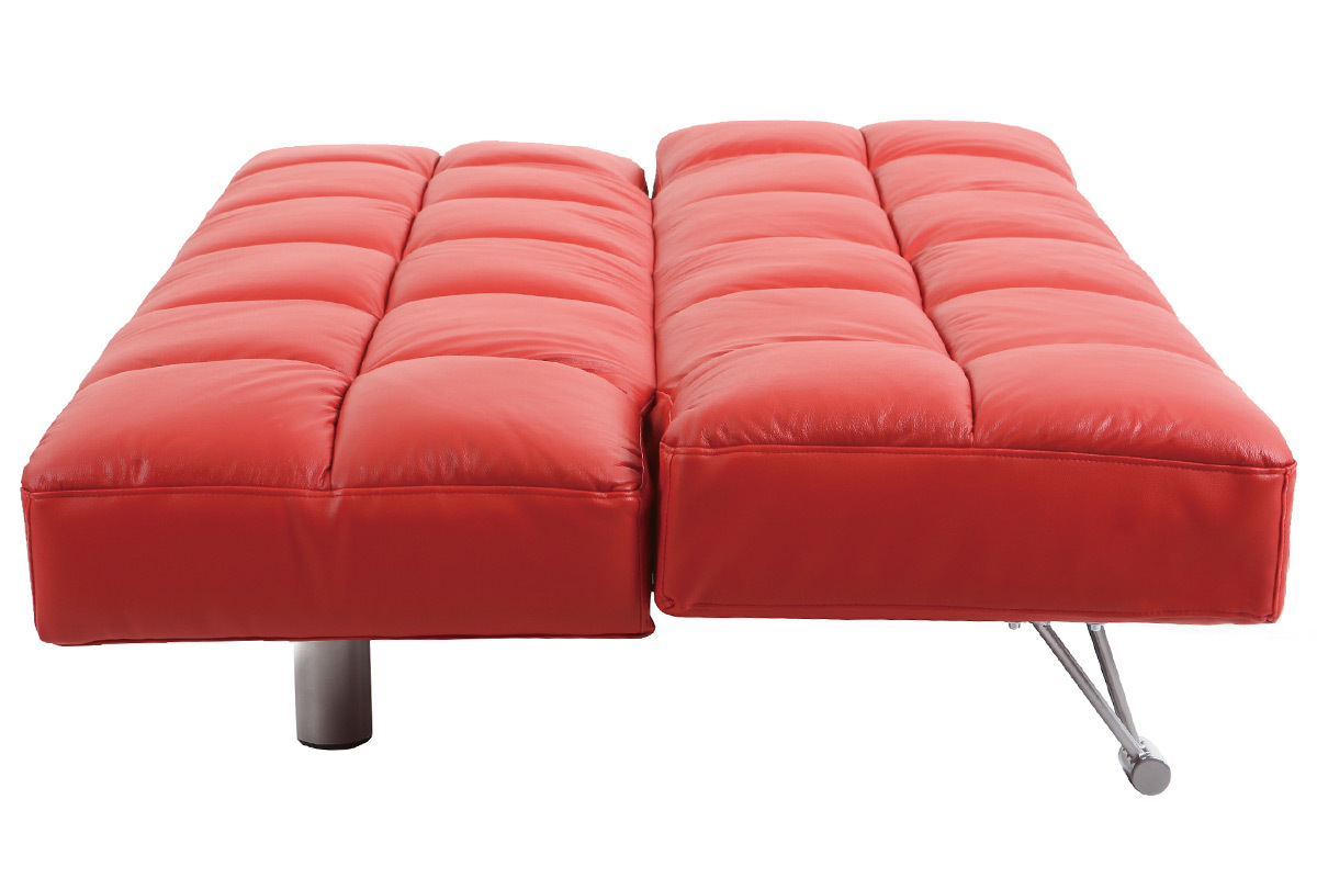 Divano convertibile 3 posti MANHATTAN rosso - pelle