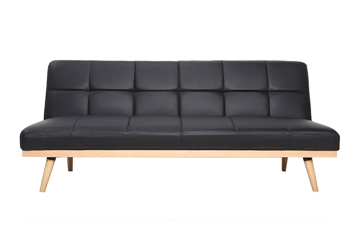 Divano convertibile 3 posti nero SIKKO