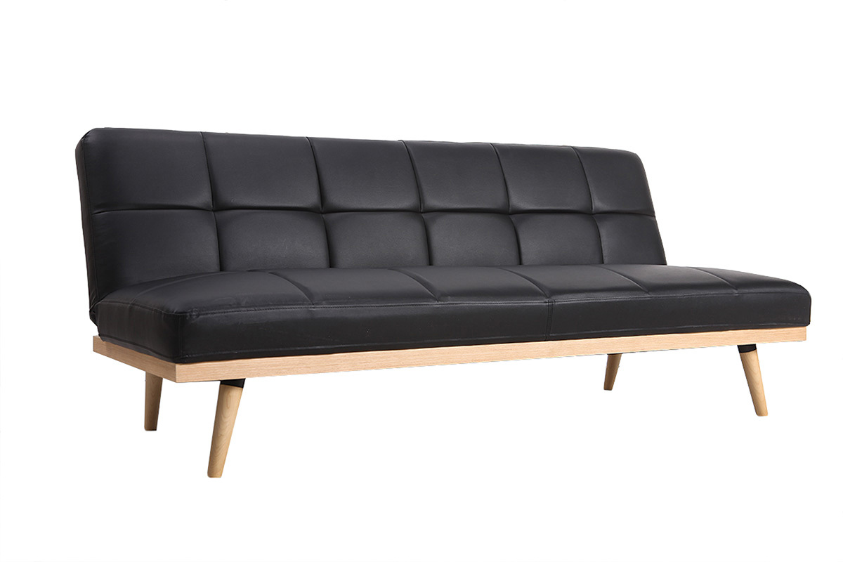 Divano convertibile 3 posti nero SIKKO