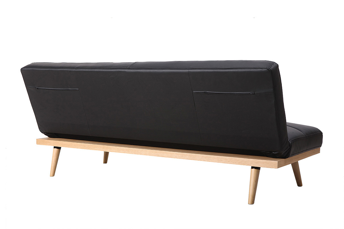 Divano convertibile 3 posti nero SIKKO