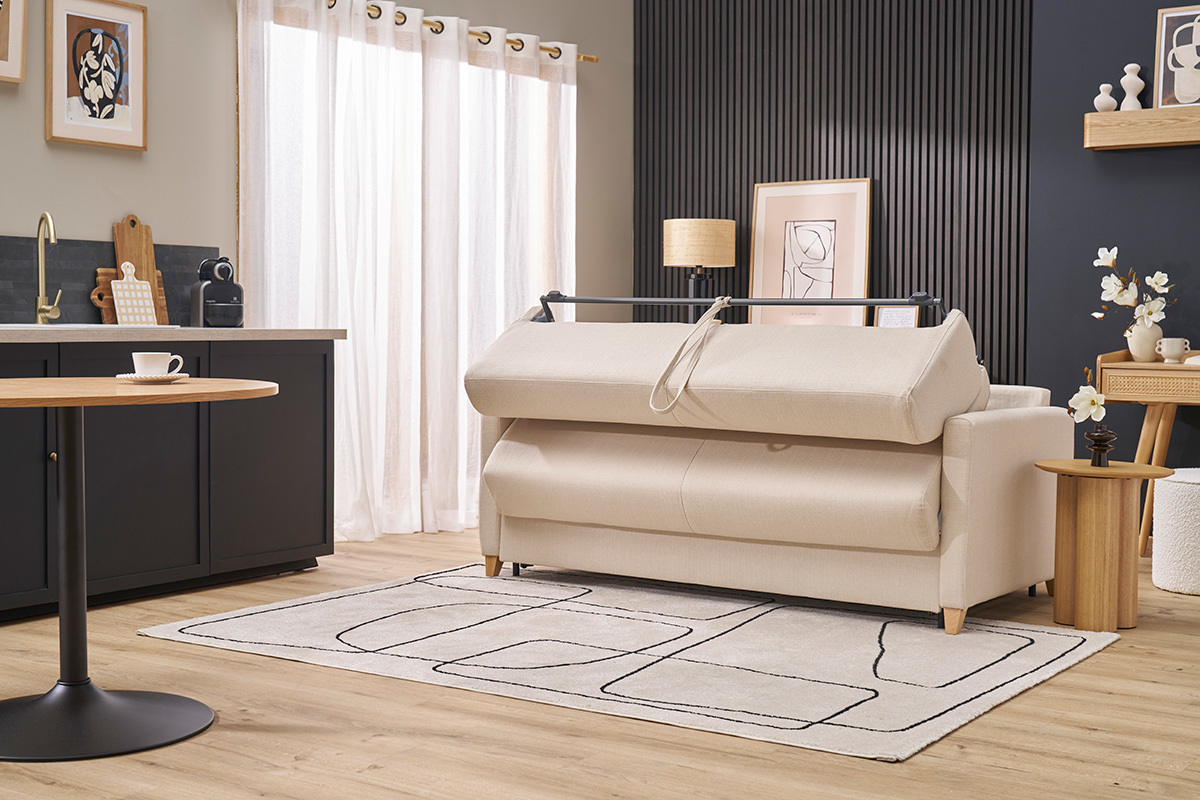 Divano convertibile 3 posti scandinavo beige SKANDY