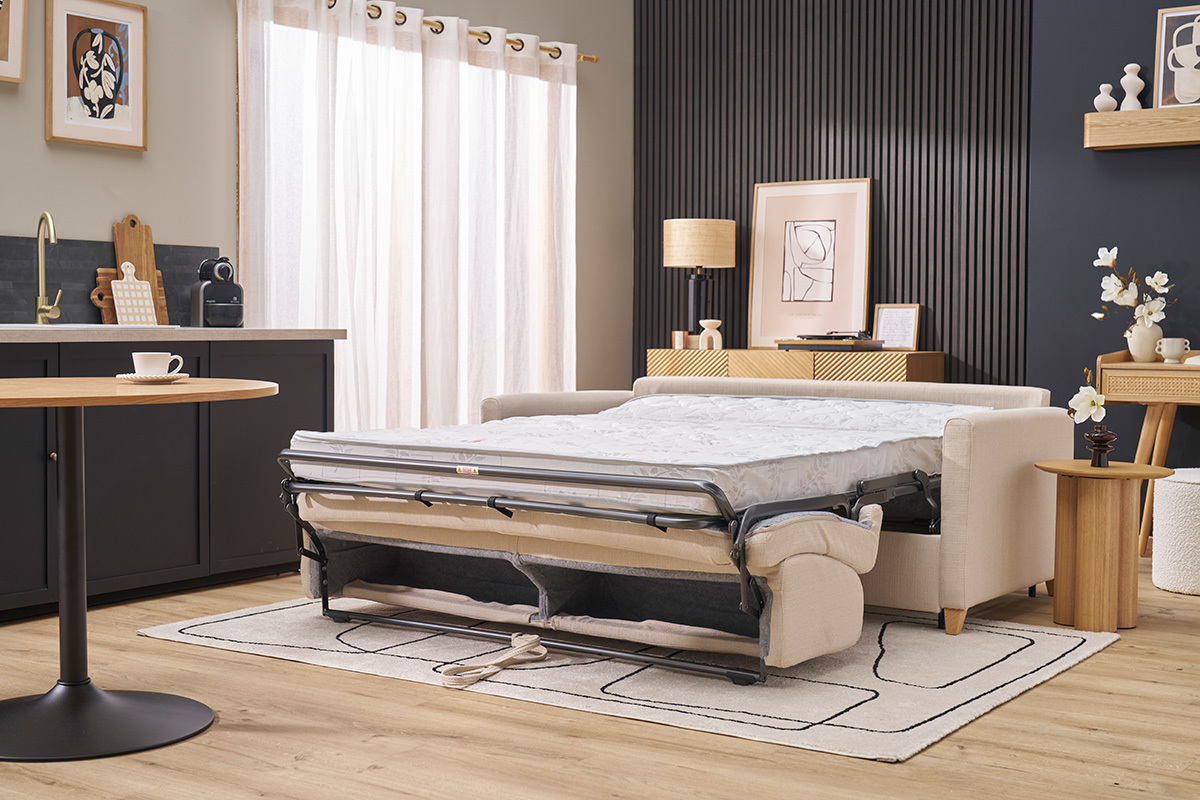 Divano convertibile 3 posti scandinavo beige SKANDY