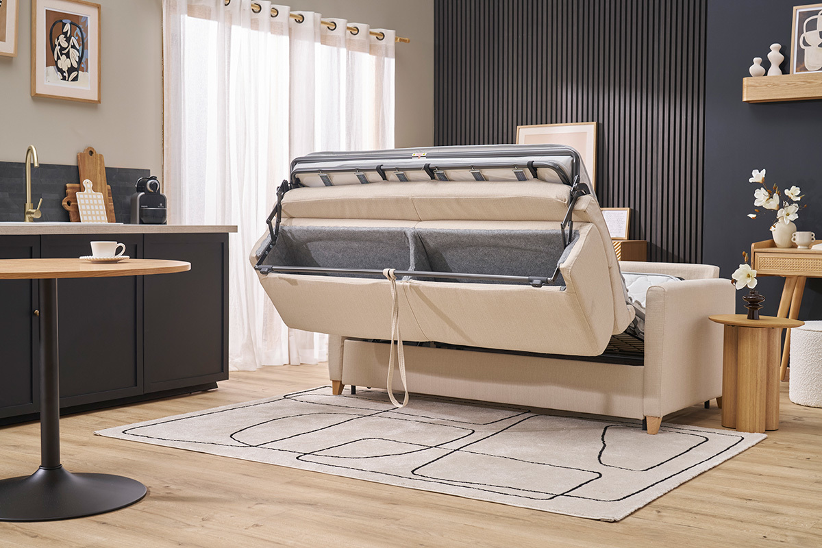Divano convertibile 3 posti scandinavo beige SKANDY