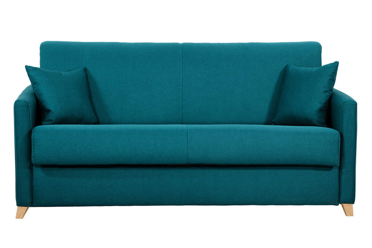 Divano convertibile 3 posti scandinavo blu pavone SKANDY
