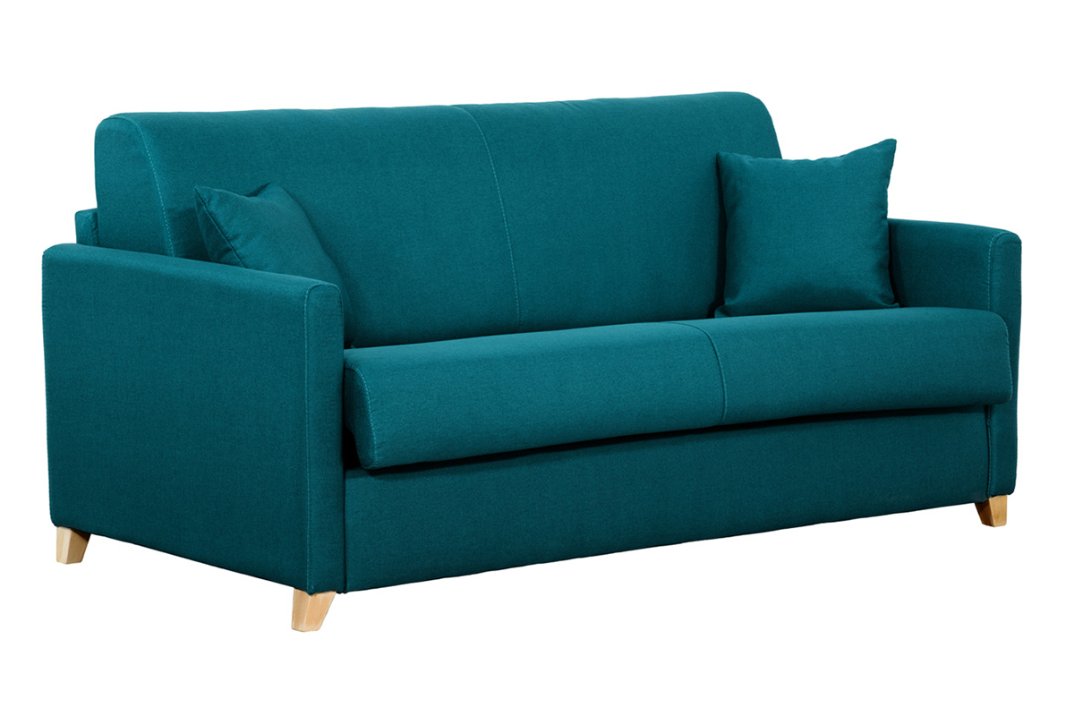 Divano convertibile 3 posti scandinavo blu pavone SKANDY