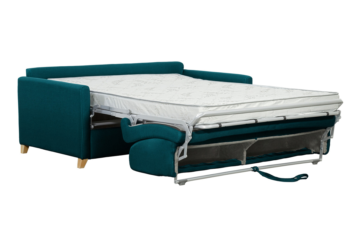 Divano convertibile 3 posti scandinavo blu pavone SKANDY