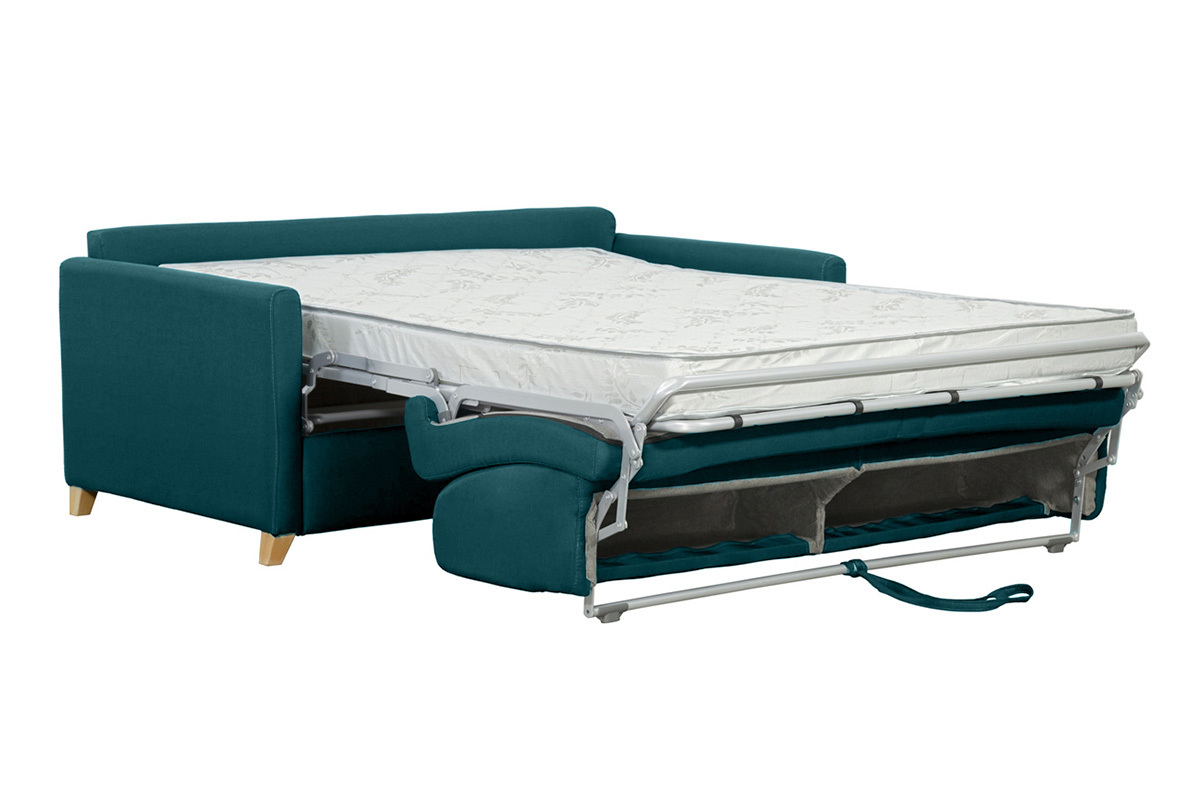 Divano convertibile 3 posti scandinavo blu pavone SKANDY