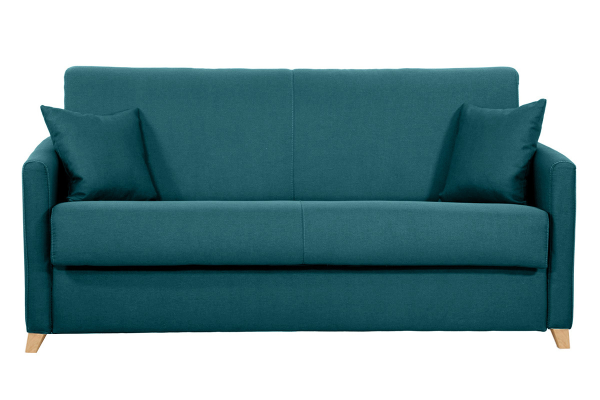 Divano convertibile 3 posti scandinavo blu pavone SKANDY