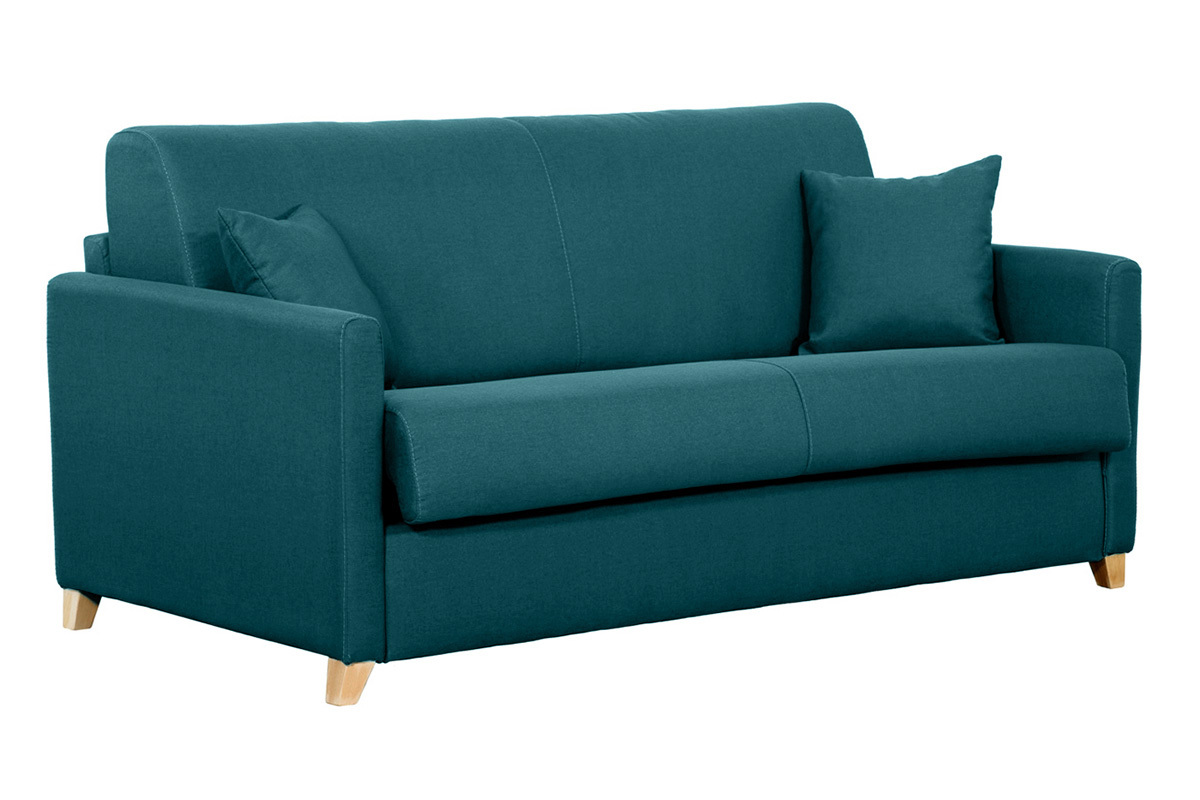 Divano convertibile 3 posti scandinavo blu pavone SKANDY