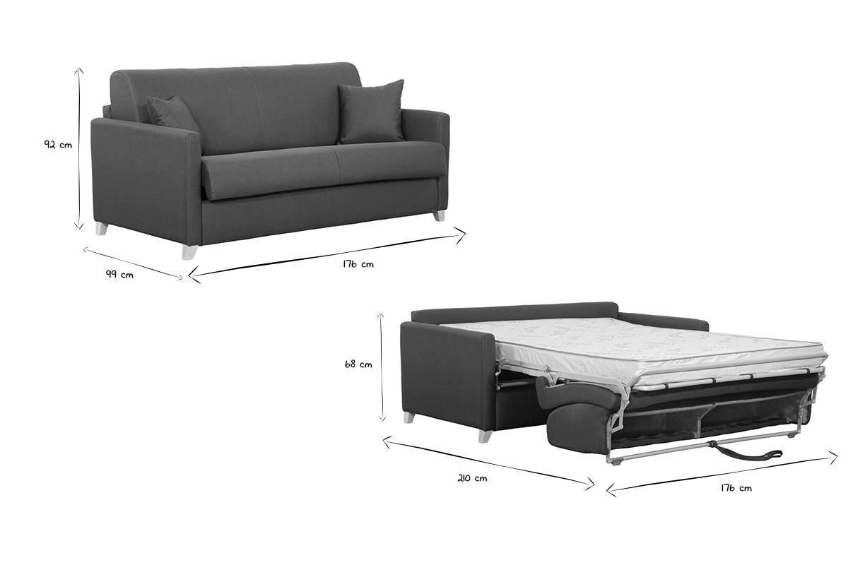 Divano convertibile 3 posti scandinavo grigio antracite SKANDY