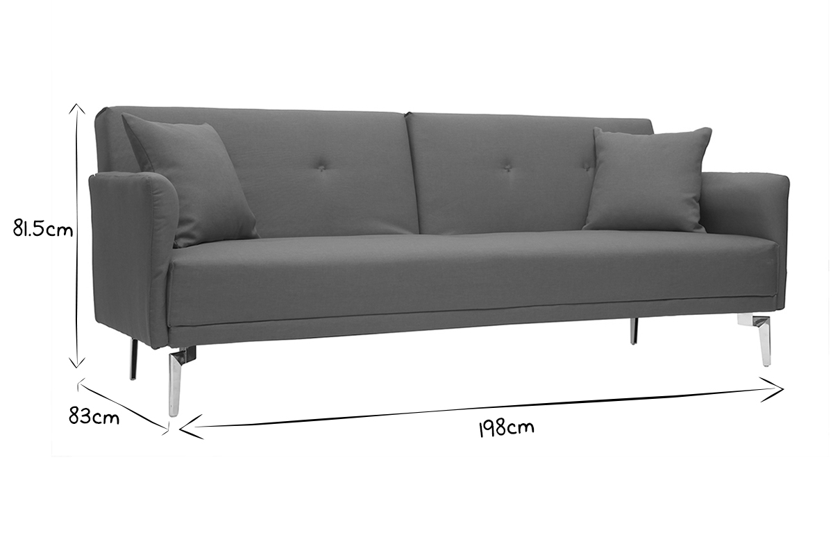 Divano convertibile design 3 posti grigio chiaro ELIN