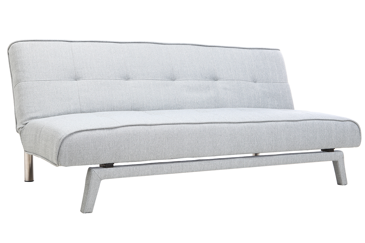 Divano convertibile design 3 posti tessuto grigio chiaro BUCK