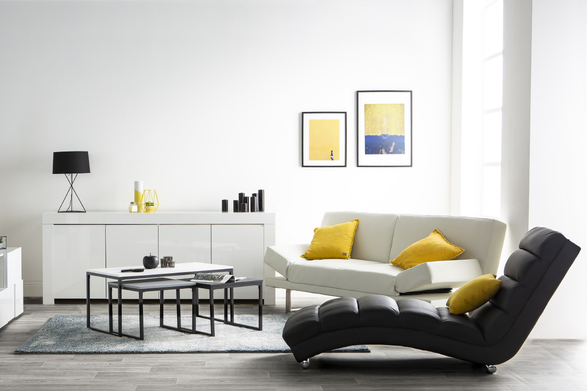 Divano convertibile design PU nero ATLANTA