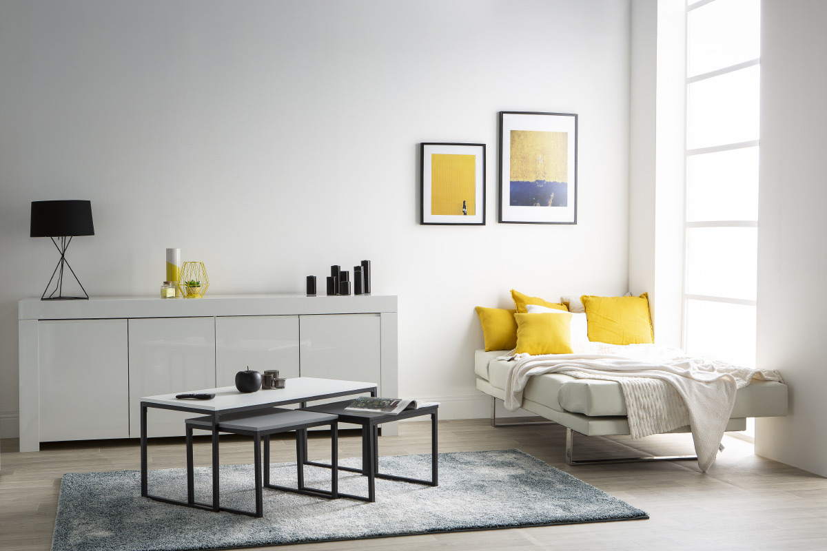 Divano convertibile design PU nero ATLANTA