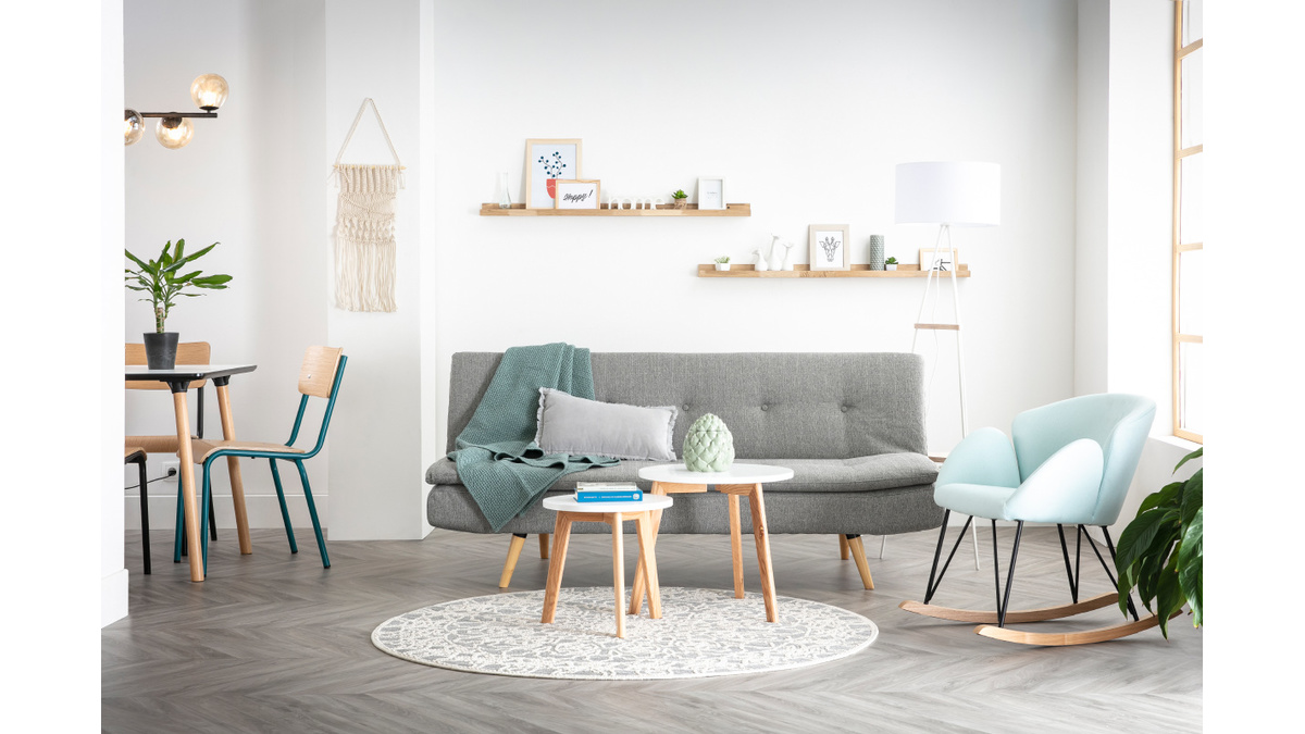 Divano convertibile design scandinavo 3 posti bianco SENSO