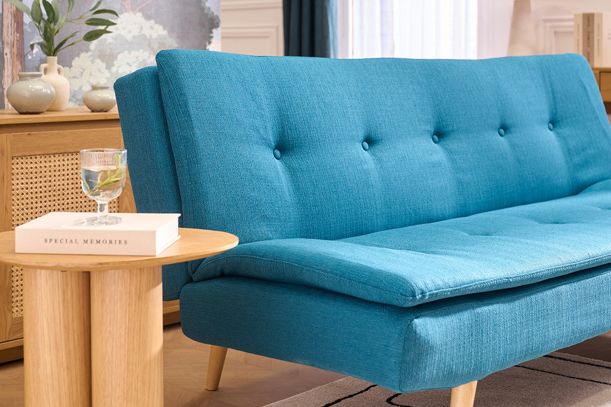 Divano convertibile design scandinavo 3 posti blu anatra SENSO