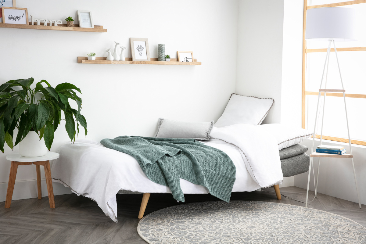 Divano convertibile design scandinavo 3 posti grigio chiaro SENSO