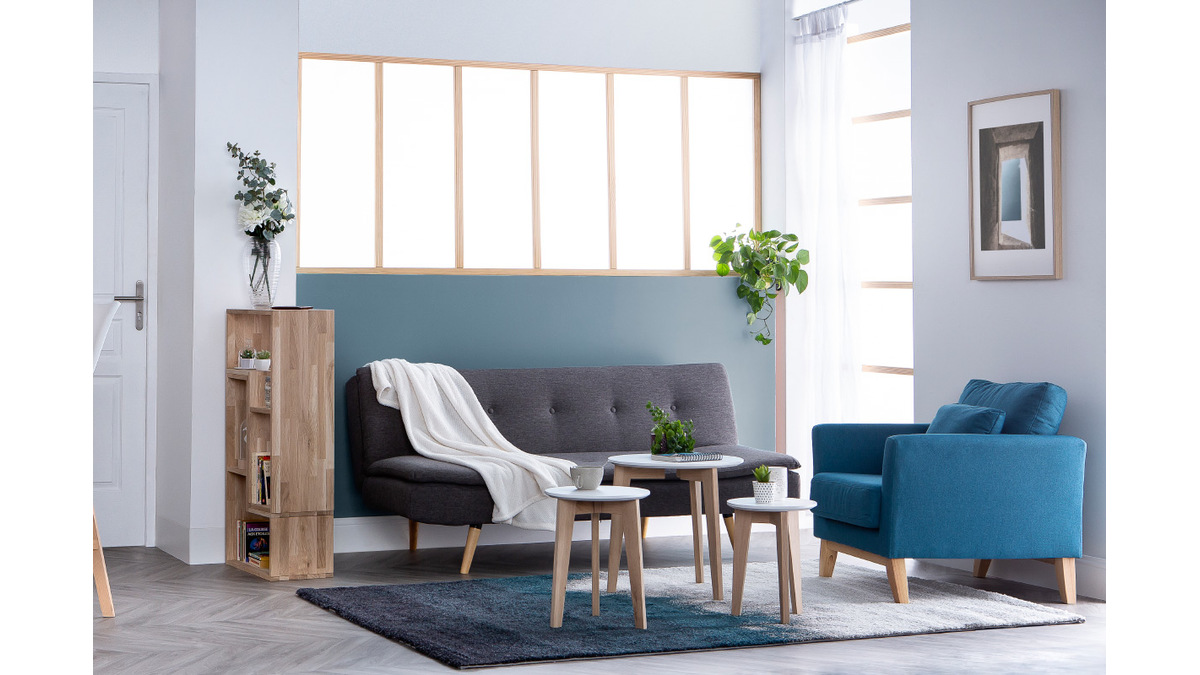 Divano convertibile design scandinavo 3 posti grigio scuro SENSO