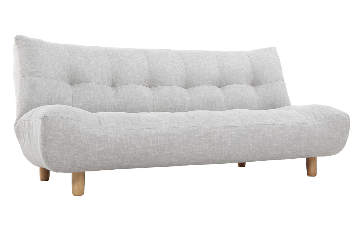Divano convertibile design scandinavo grigio e quercia YUMI