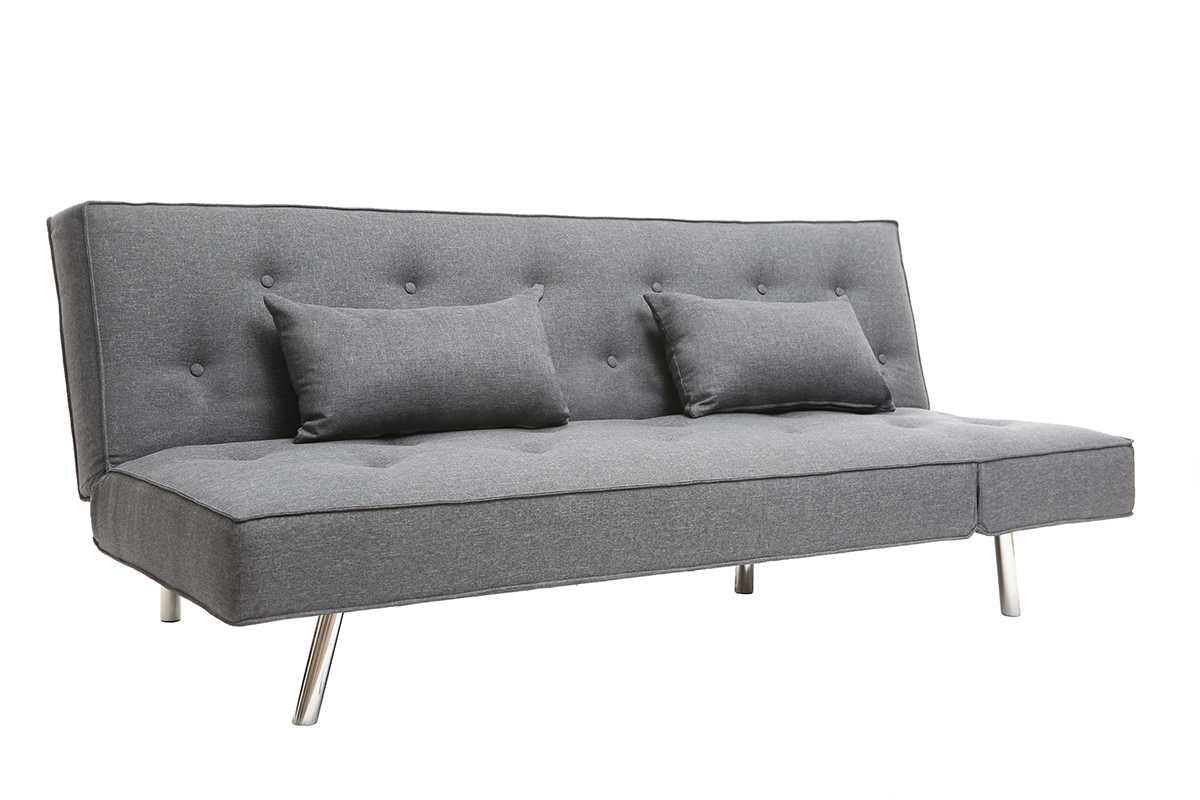 Divano convertibile in tessuto grigio scuro LEONARD