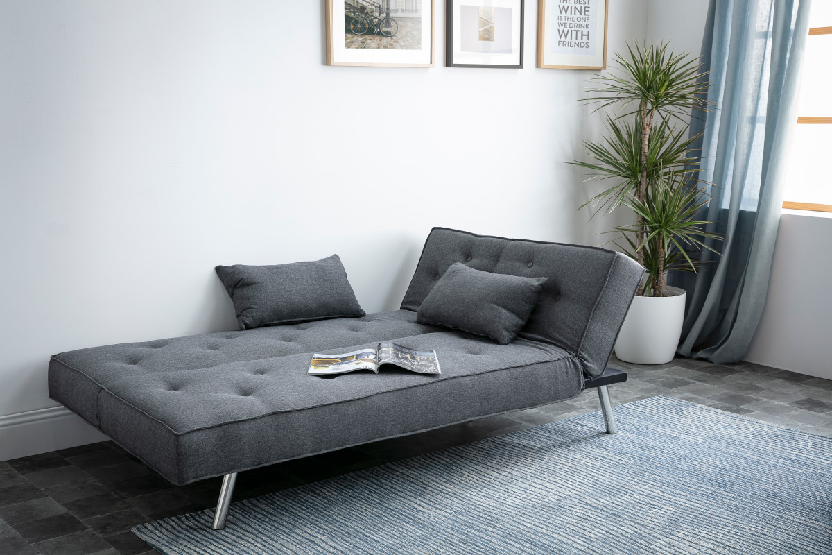 Divano convertibile in tessuto grigio scuro LEONARD