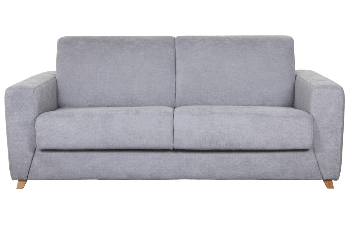 Divano convertibile scandinavo 3 posti effetto velluto grigio SVEN