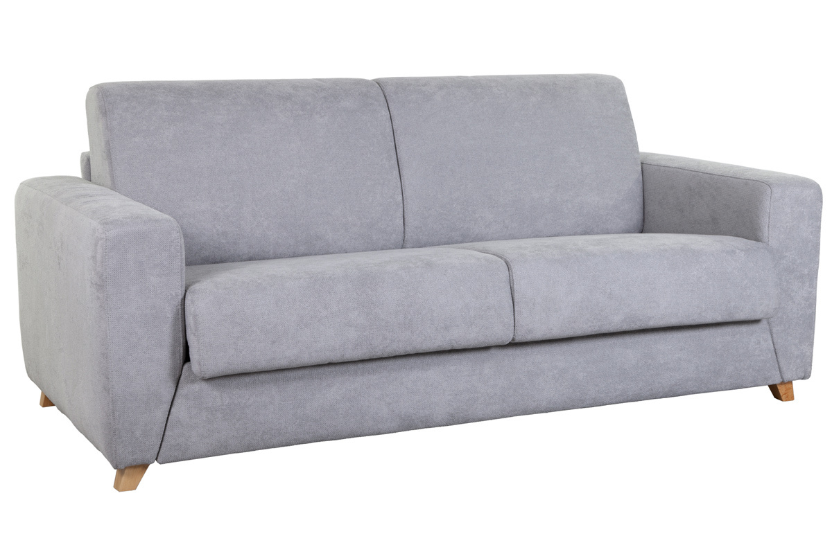 Divano convertibile scandinavo 3 posti effetto velluto grigio SVEN