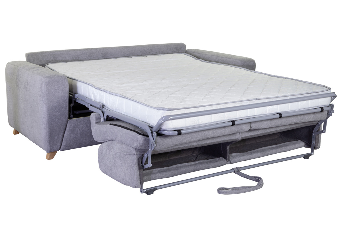 Divano convertibile scandinavo 3 posti effetto velluto grigio SVEN