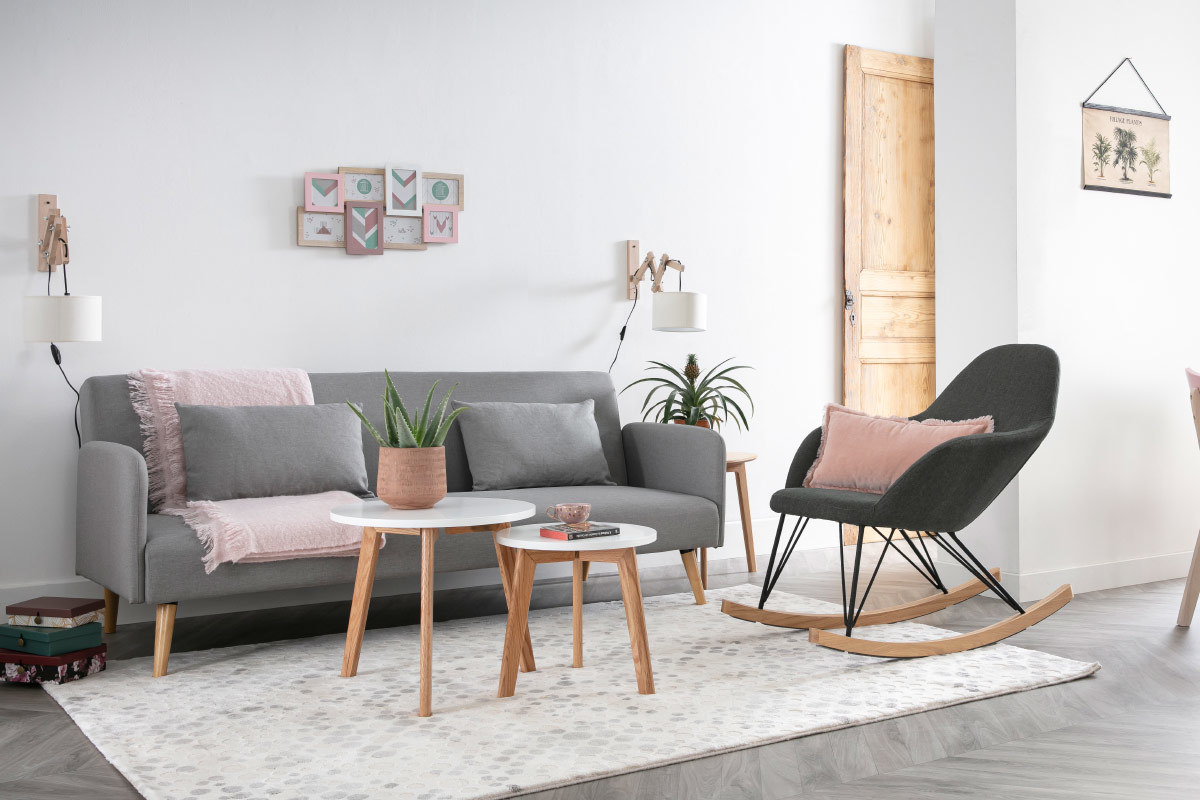 Divano convertibile scandinavo 3 posti foglia di t LULA