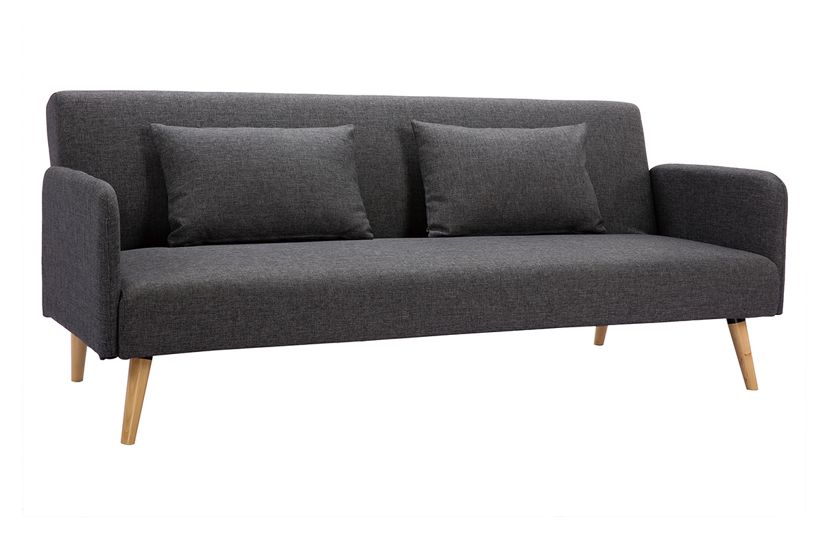 Divano convertibile scandinavo 3 posti grigio scuro LULA