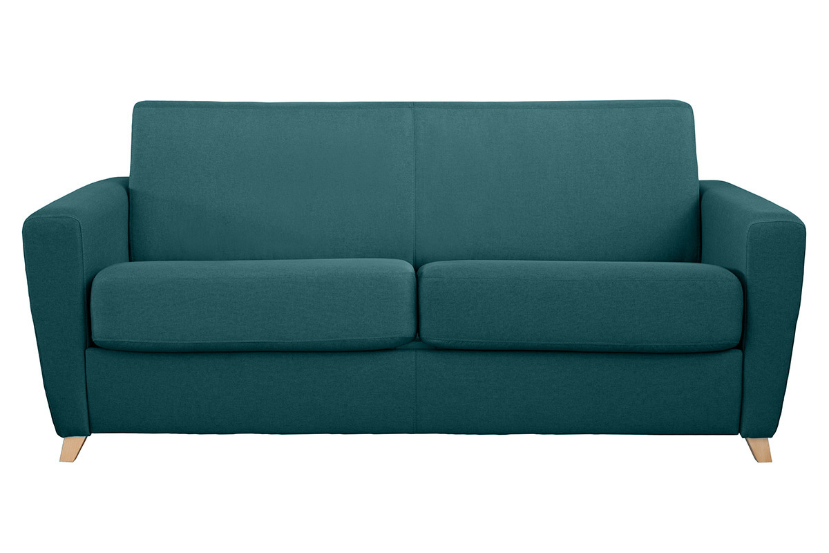 Divano convertibile scandinavo blu foglia di t e legno GRAHAM