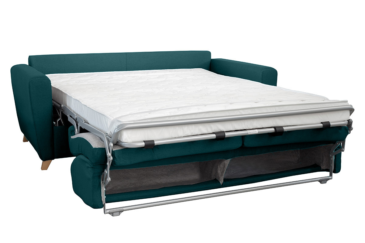Divano convertibile scandinavo blu foglia di t e legno GRAHAM