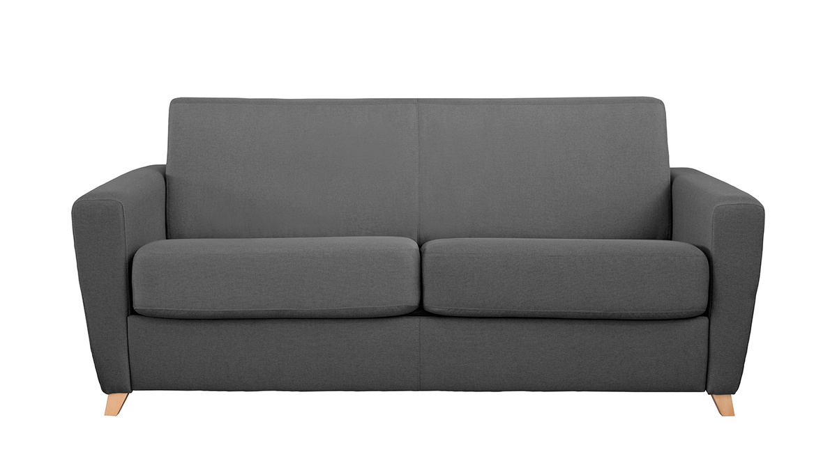 Divano convertibile scandinavo grigio scuro e legno GRAHAM