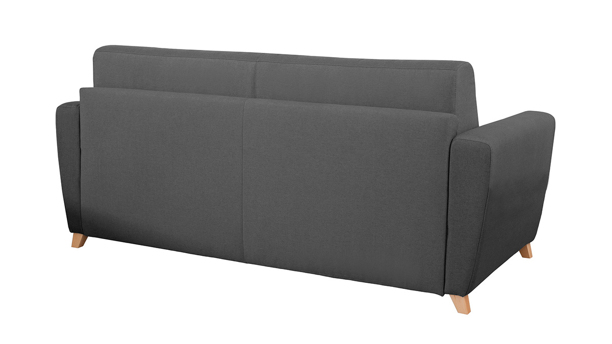 Divano convertibile scandinavo grigio scuro e legno GRAHAM