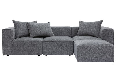 Divano d'angolo componibile 4 posti in tessuto melange grigio scuro KERRY