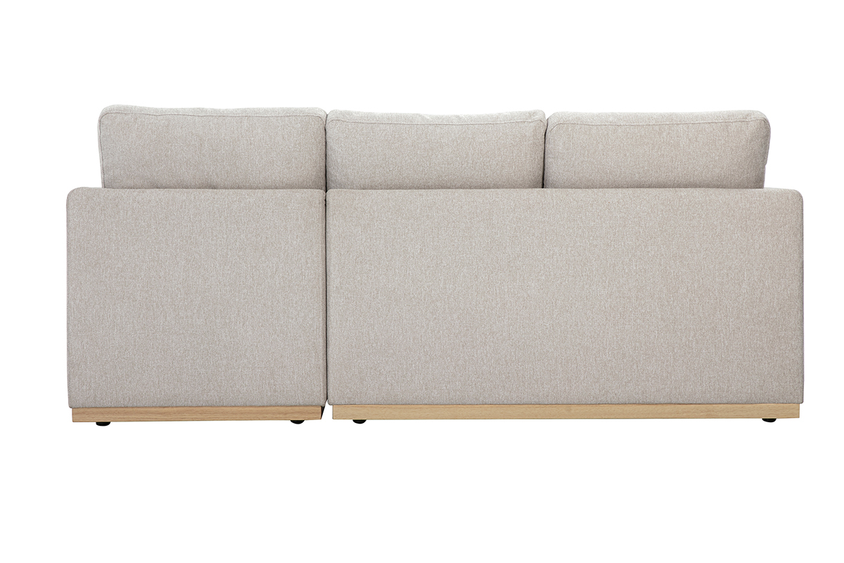 Divano d'angolo destro in tessuto effetto velluto beige testurizzato 3 posti MOSS
