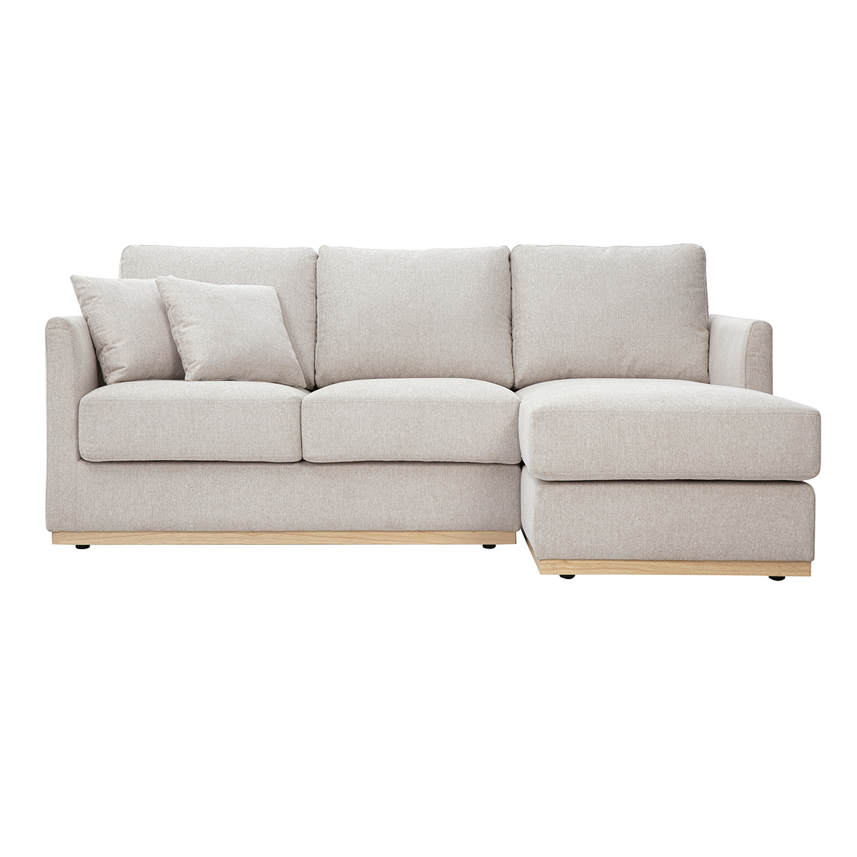 Divano d'angolo destro in tessuto effetto velluto beige testurizzato 3 posti MOSS